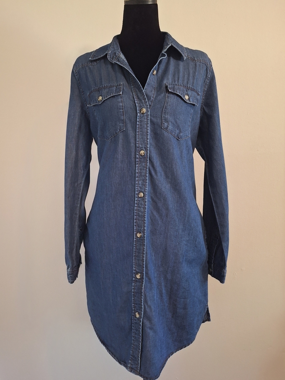French Connection Medium Blue Denim Shirt Button-down Dress
